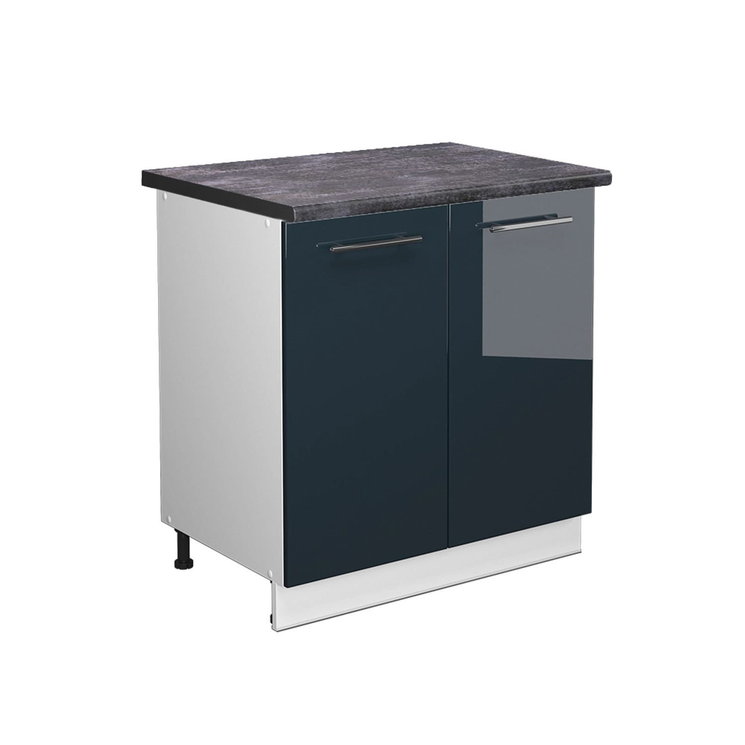 Vicco Spülenunterschrank Fame-Line Dunkelblau Hochglanz/Weiß 80 cm mit Rega günstig online kaufen