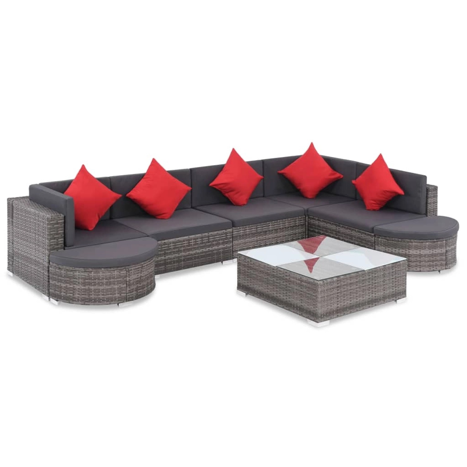 vidaXL 8-tlg Garten-Lounge-Set mit Kissen Poly Rattan Grau Modell 55 günstig online kaufen