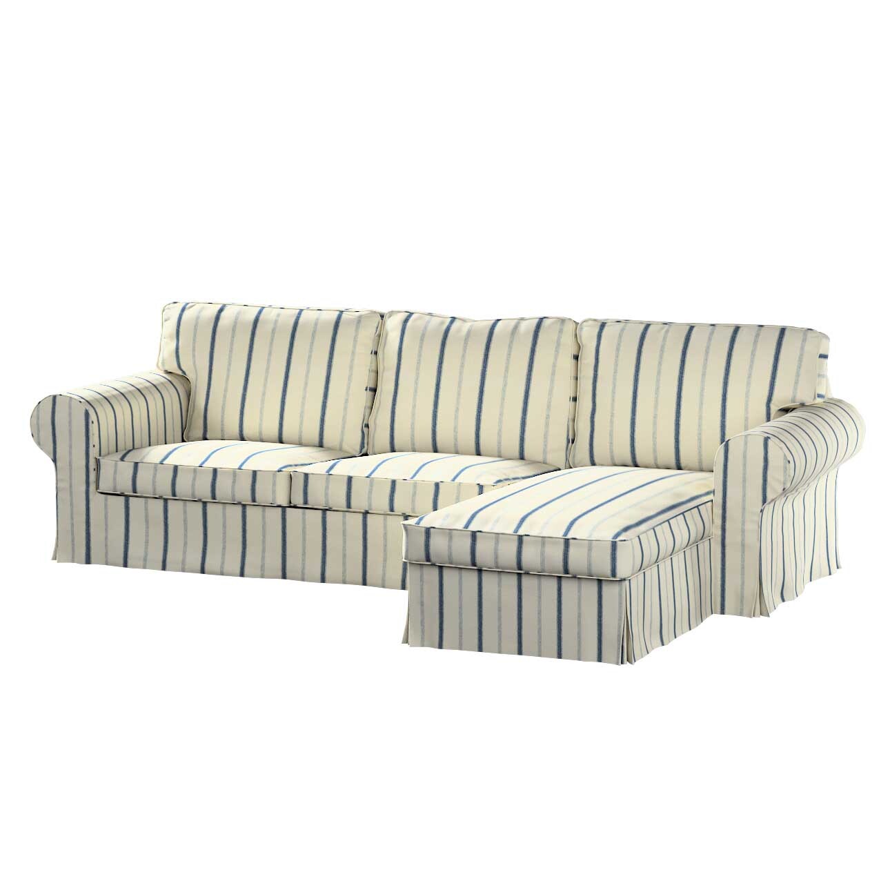 Bezug für Ektorp 2-Sitzer Sofa mit Recamiere, creme- blau gestreift, Ektorp günstig online kaufen