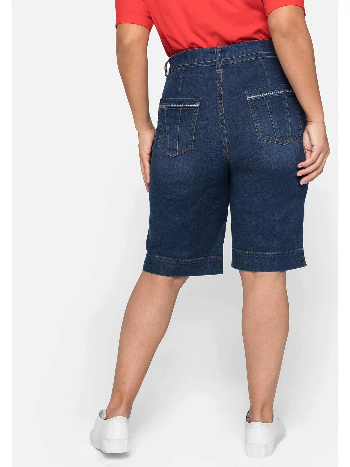 Sheego Jeansbermudas "Große Größen", (Set), mit breitem Bund günstig online kaufen