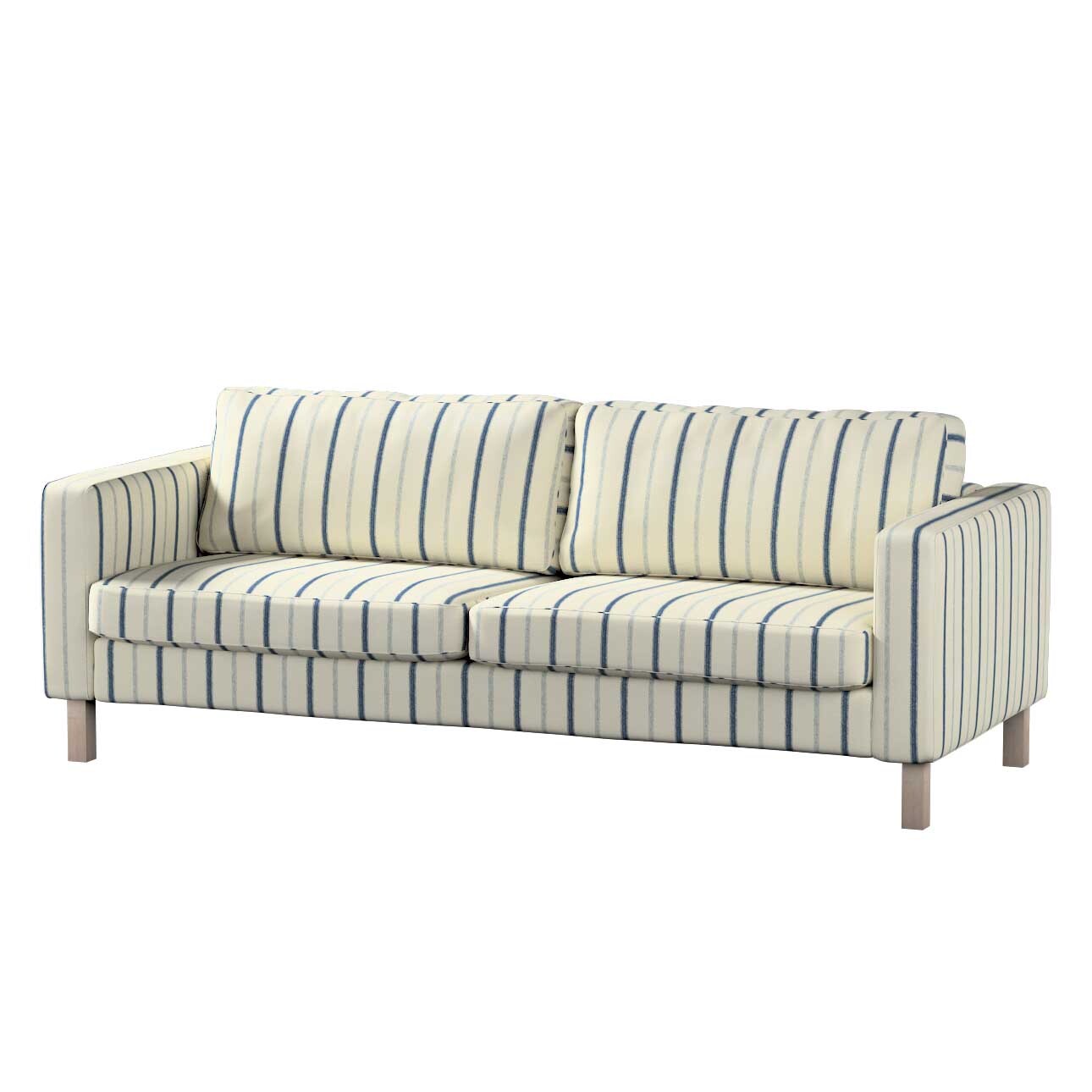 Bezug für Karlstad 3-Sitzer Sofa nicht ausklappbar, kurz, creme- blau gestr günstig online kaufen