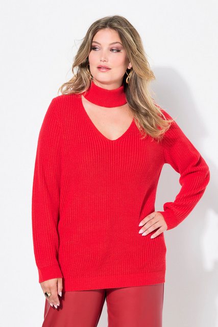 MIAMODA Strickpullover Pullover Regular Fit V-Ausschnitt mit Choker günstig online kaufen