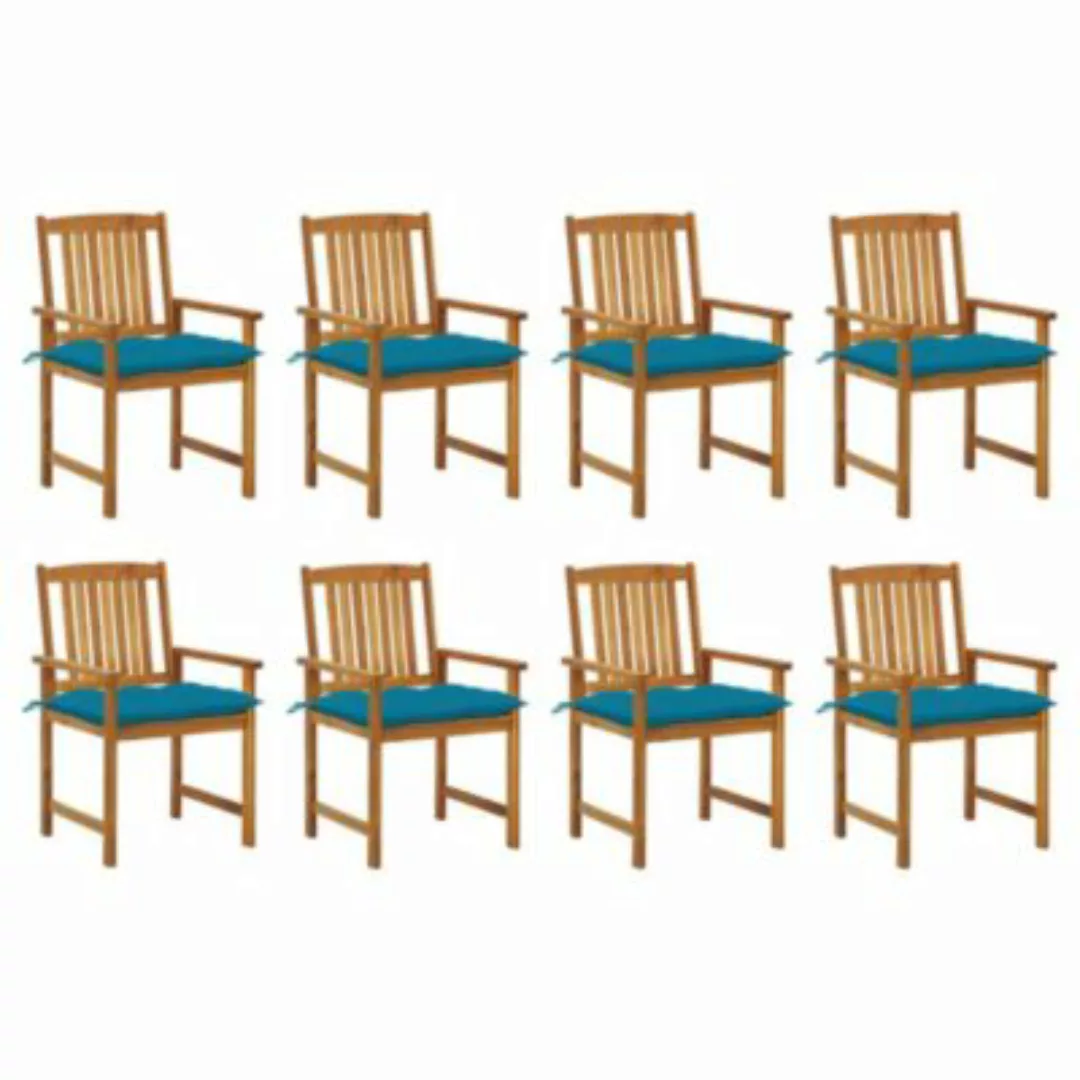 vidaXL Gartenstühle mit Kissen 8 Stk. Massivholz Akazie Gartenstuhl blau günstig online kaufen