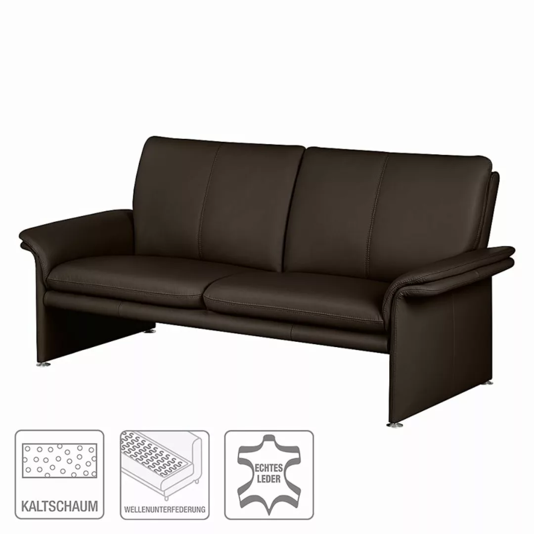 home24 Modoform Sofa Capri 2,5-Sitzer Dunkelbraun Echtleder 196x90x88 cm (B günstig online kaufen