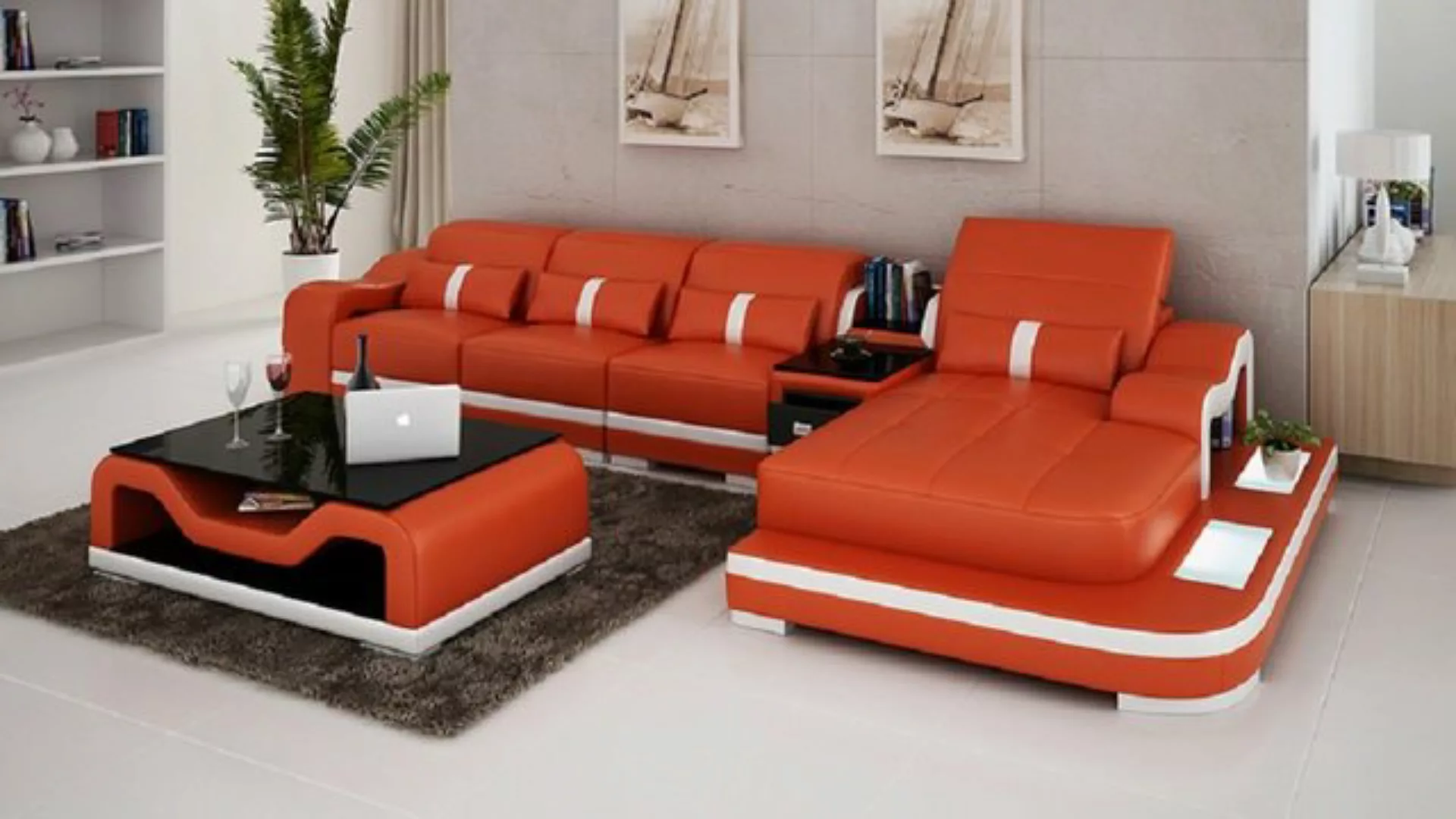 JVmoebel Ecksofa, Ecksofa Stoff LForm Bettfunktion Couch Design Polster Tex günstig online kaufen