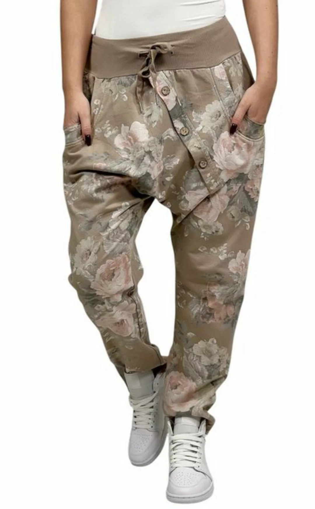 Mississhop Boyfriend-Hose Damen Hose Sweatpants Jogginghose Blumen M.130 günstig online kaufen