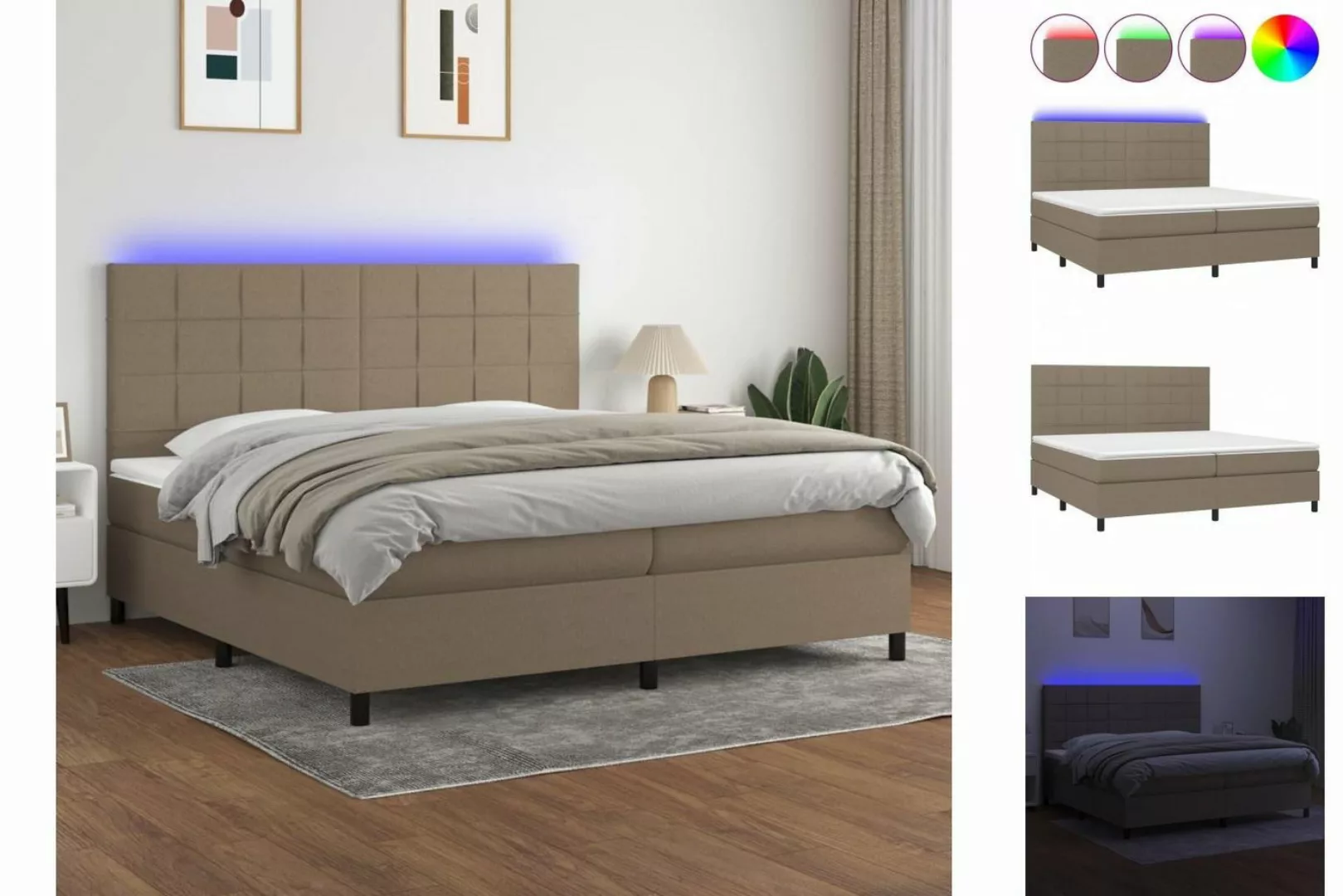 vidaXL Boxspringbett Bett Boxspringbett mit Matratze & LED Stoff (200 x 200 günstig online kaufen