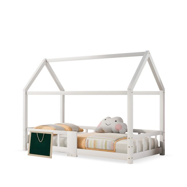 Ulife Kinderbett Einzelbett Kiefernholz mit Tafel und Rausfallschutz 90x200 günstig online kaufen