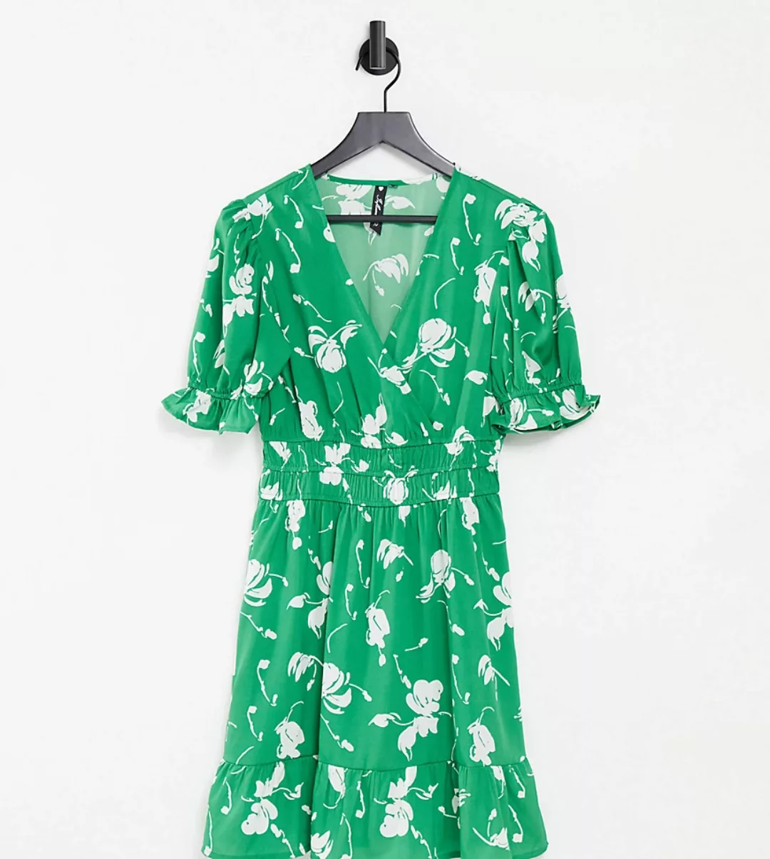 Influence Tall – Minikleid in Grün mit Blumendruck günstig online kaufen