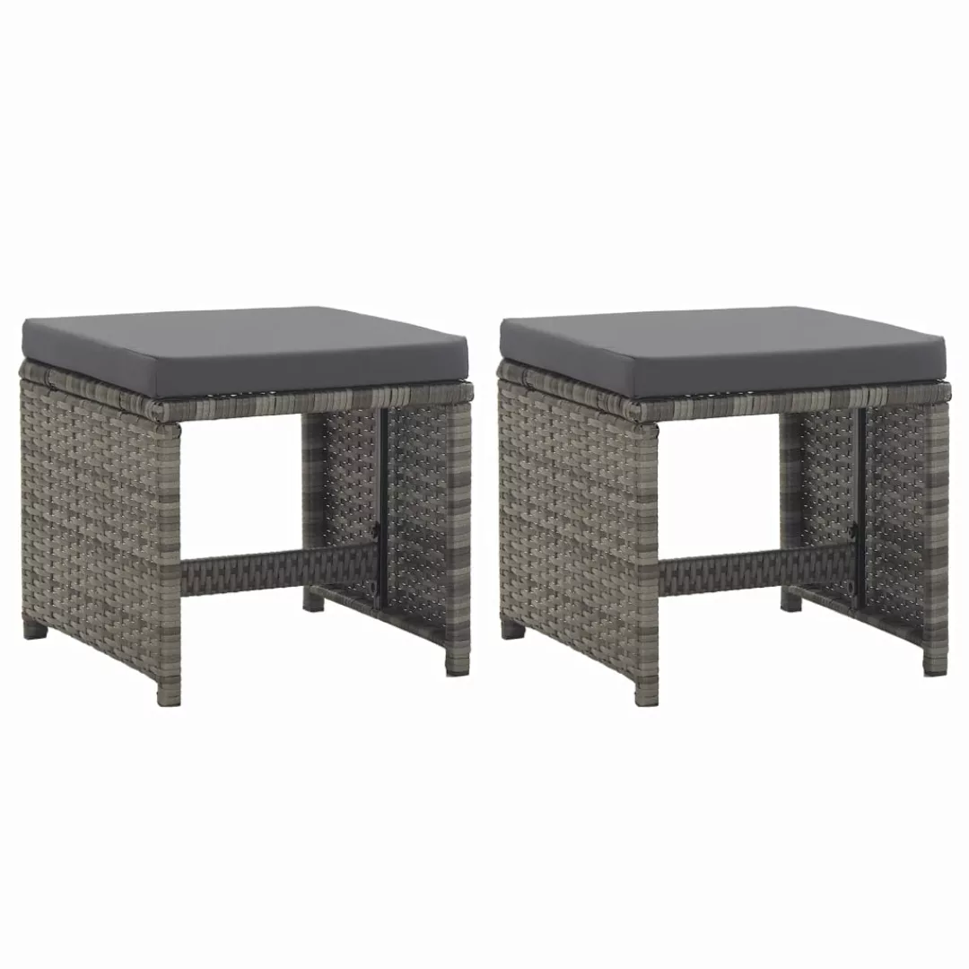 Gartenhocker 2 Stk. Mit Sitzkissen Poly Rattan Anthrazit günstig online kaufen