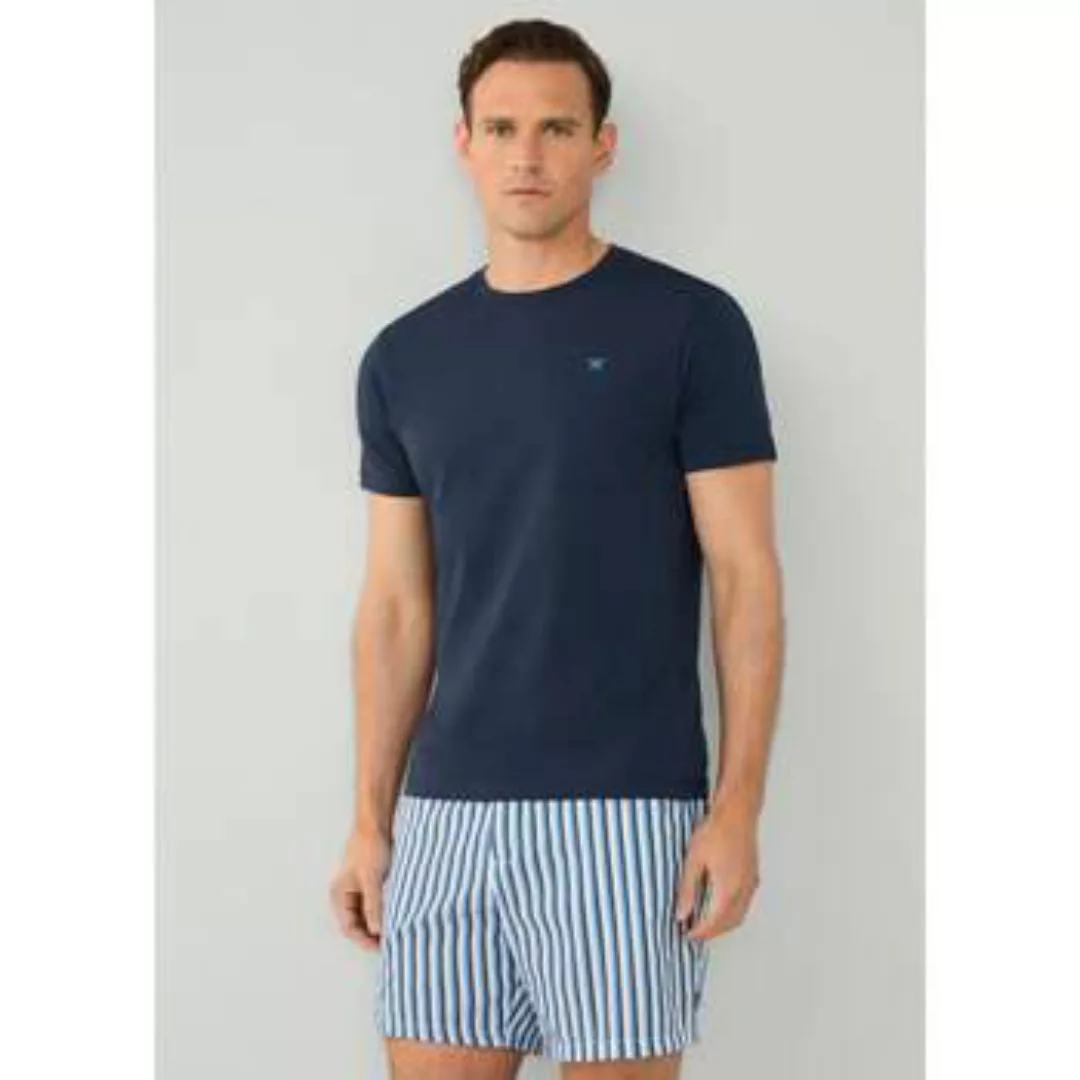 Hackett  T-Shirts & Poloshirts Logo-T-Shirt mit Badebesatz – Marineblau günstig online kaufen