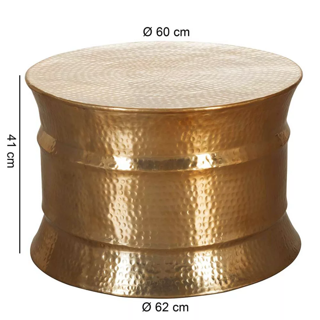 Industry Couchtisch in Goldfarben aus Aluminium Zylinderform günstig online kaufen