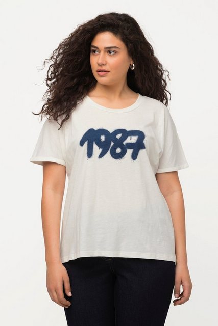 Ulla Popken T-Shirt T-Shirt Spray-Design Oversized Rundhals Halbarm günstig online kaufen