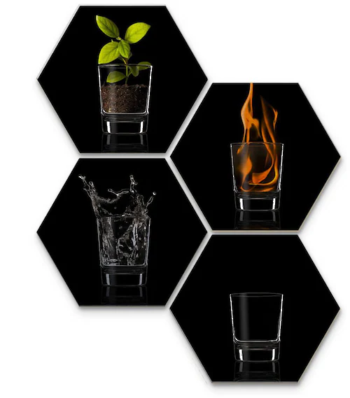 Wall-Art Mehrteilige Bilder »Silber Effekt The Four Elements«, (Set, 4 St.) günstig online kaufen