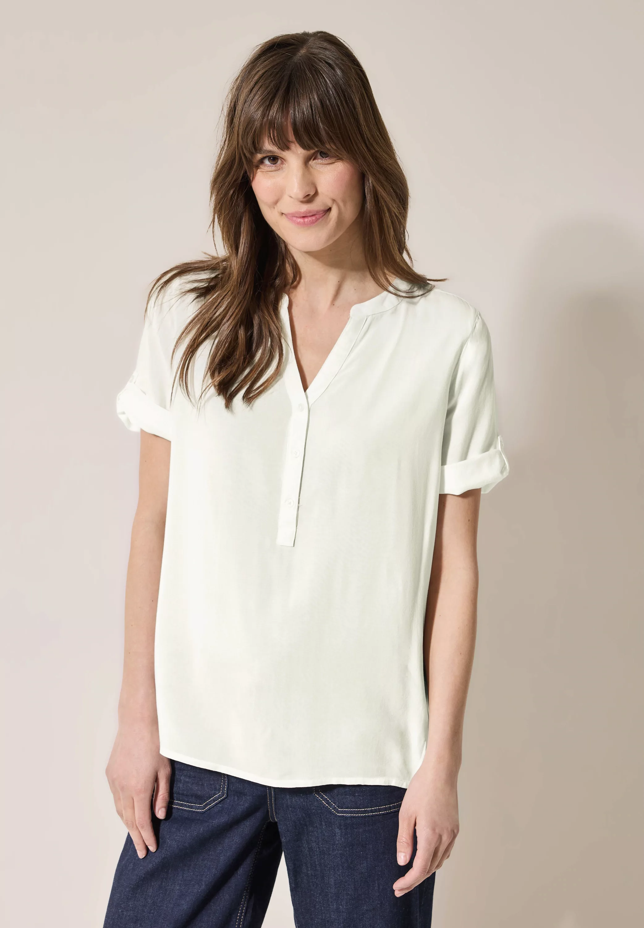 Cecil Shirtbluse, mit geschlitztem Rundhalsausschnitt günstig online kaufen