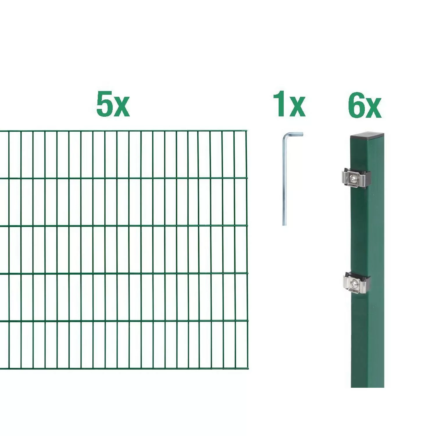 Metallzaun Grund-Set Doppelstabmatte Grün z. Einbetonieren 160 cm x 10 m günstig online kaufen
