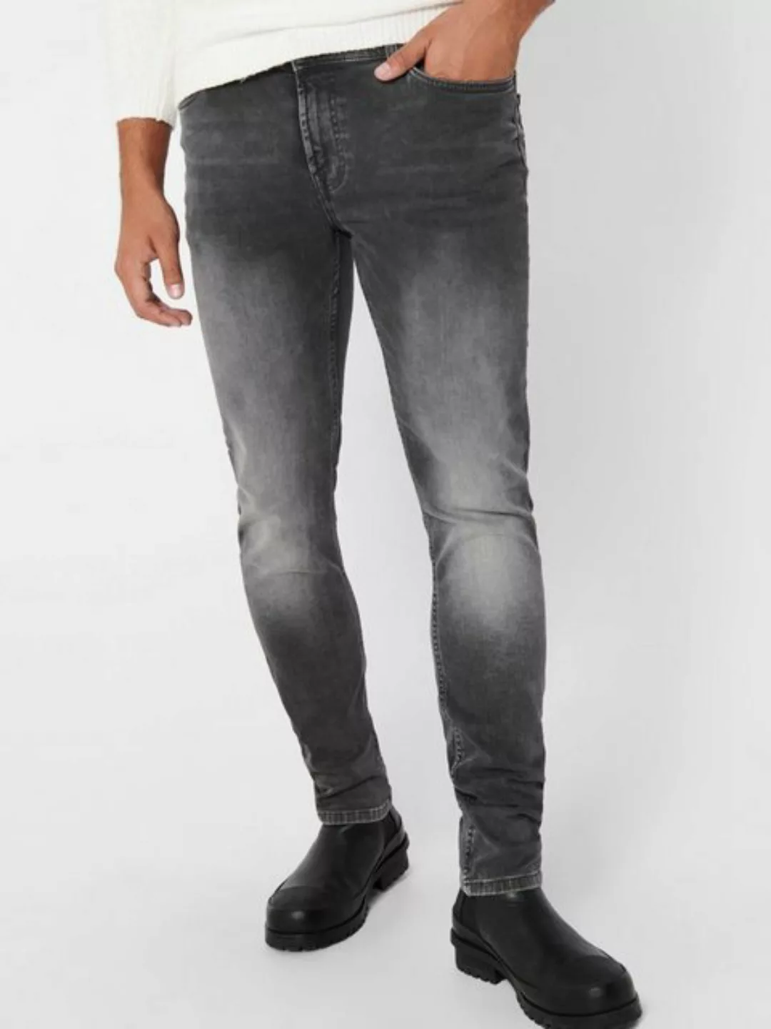 Only & Sons Herren Jeans ONSLOOM SLIM ZIP JOG ST 7103 - Slim Fit - Grau - G günstig online kaufen