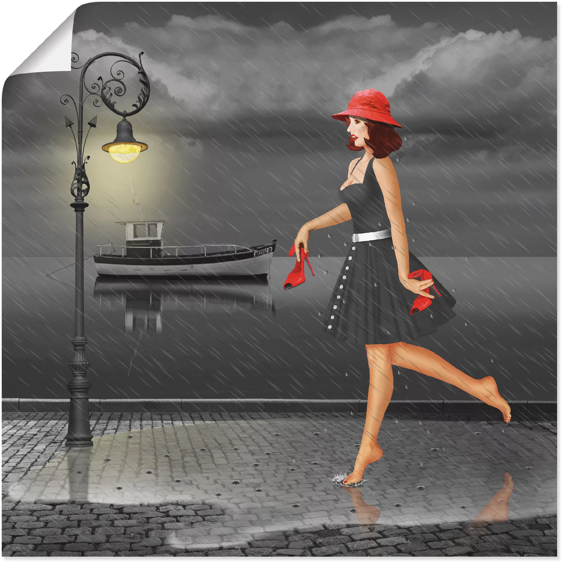 Artland Wandbild "Tanzen im Regen", Frau, (1 St.), als Leinwandbild, Poster günstig online kaufen