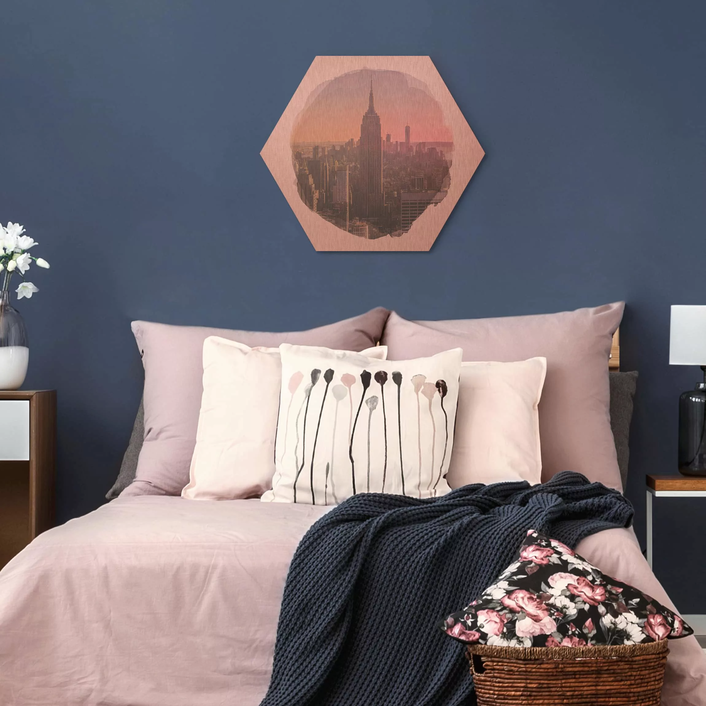 Hexagon-Alu-Dibond Bild Architektur & Skyline Wasserfarben - Blick vom Top günstig online kaufen