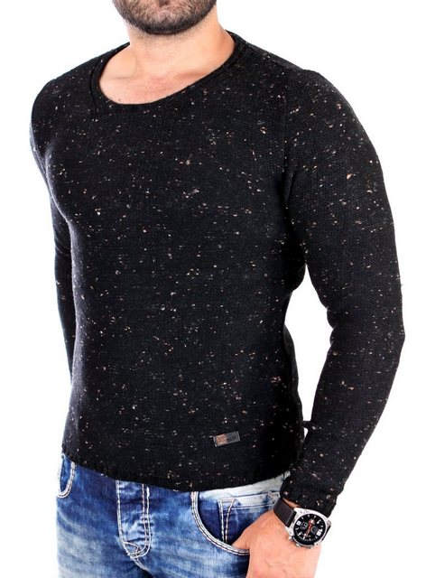 Reslad Strickpullover Reslad Strickpullover Herren Crewneck melierter Pullo günstig online kaufen