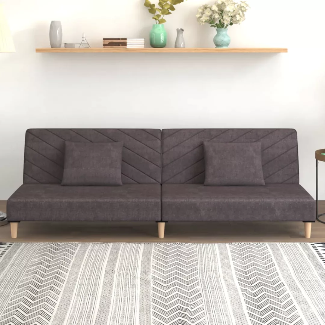 Schlafsofa 2-sitzer Mit 2 Kissen Taupe Stoff günstig online kaufen