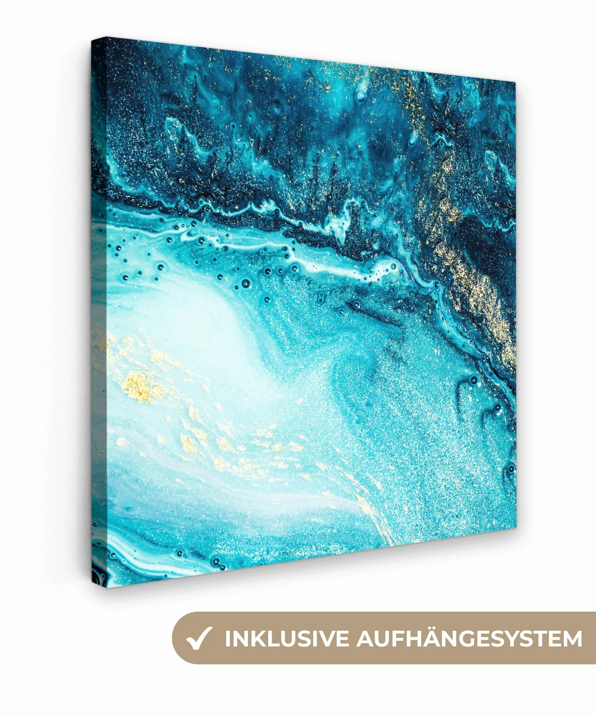 OneMillionCanvasses® Leinwandbild Marmoroptik - Blau - günstig online kaufen