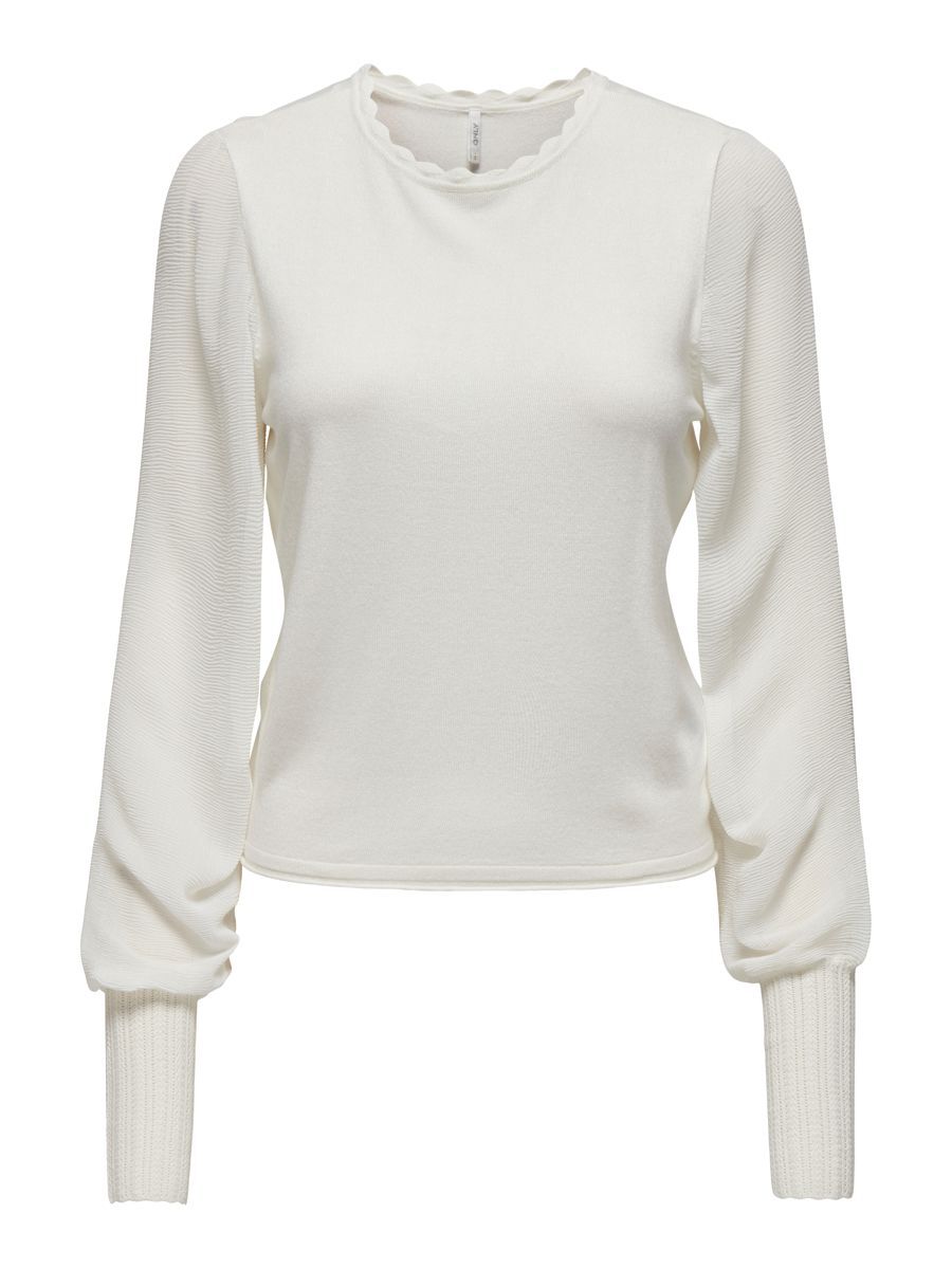 ONLY Ärmeldetail-stoffmix- Strickpullover Damen White günstig online kaufen