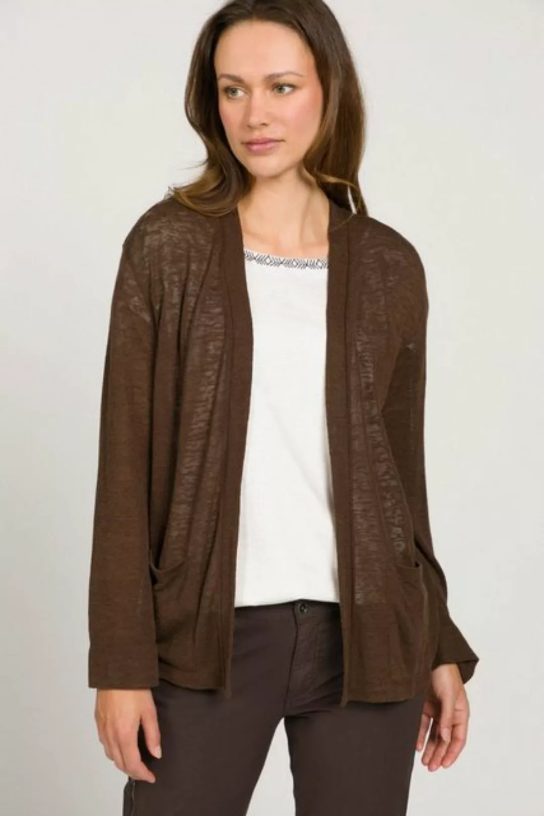 Gina Laura Sweatjacke Cardigan lange offene Form Feinstrick 3/4-Arm günstig online kaufen