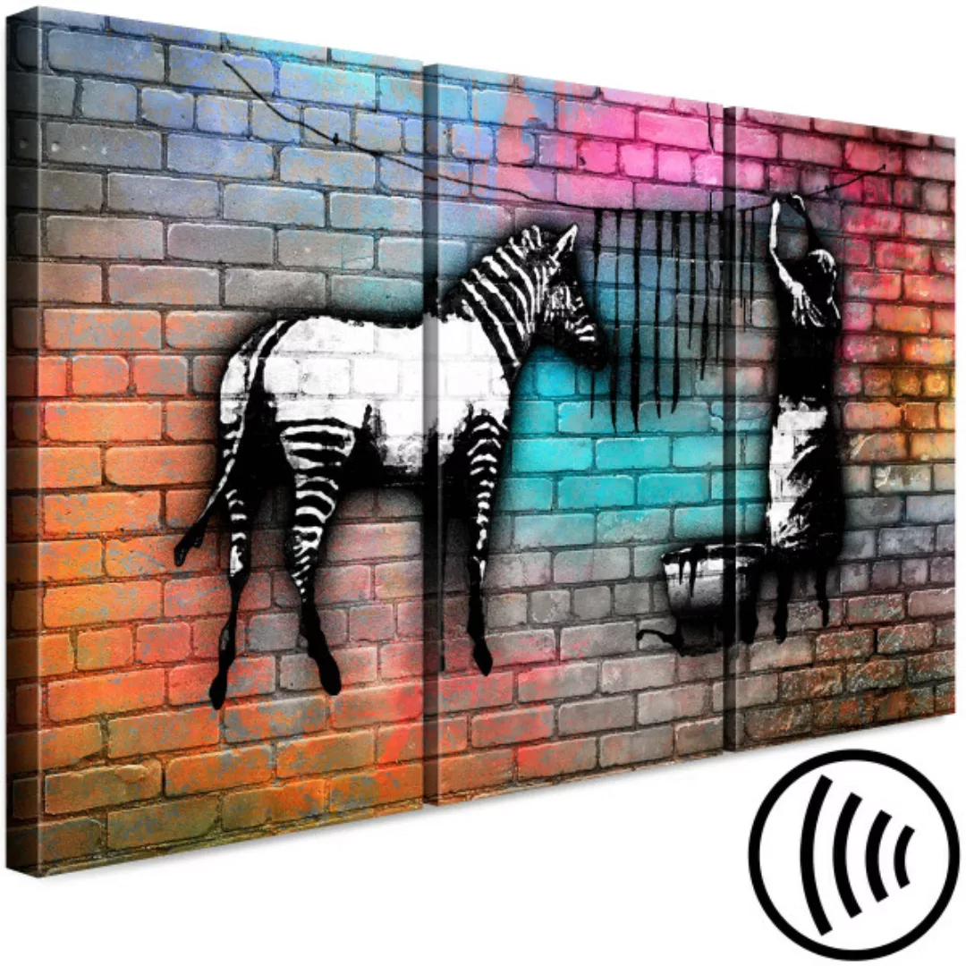 Bild auf Leinwand Zebra Wash - Graphic Street Art auf abstrakten, bunten Zi günstig online kaufen
