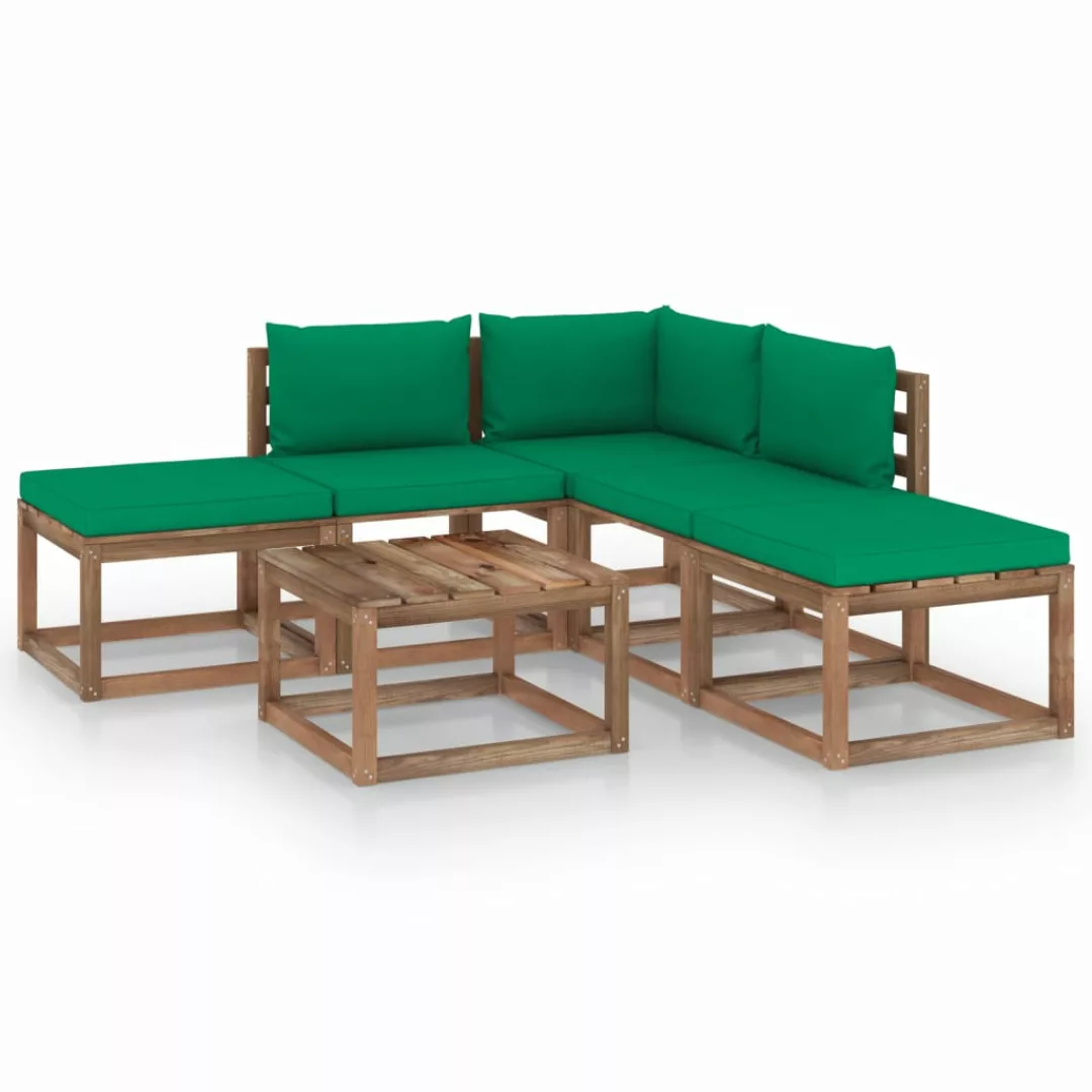 6-tlg. Garten-lounge-set Mit Grünen Kissen günstig online kaufen