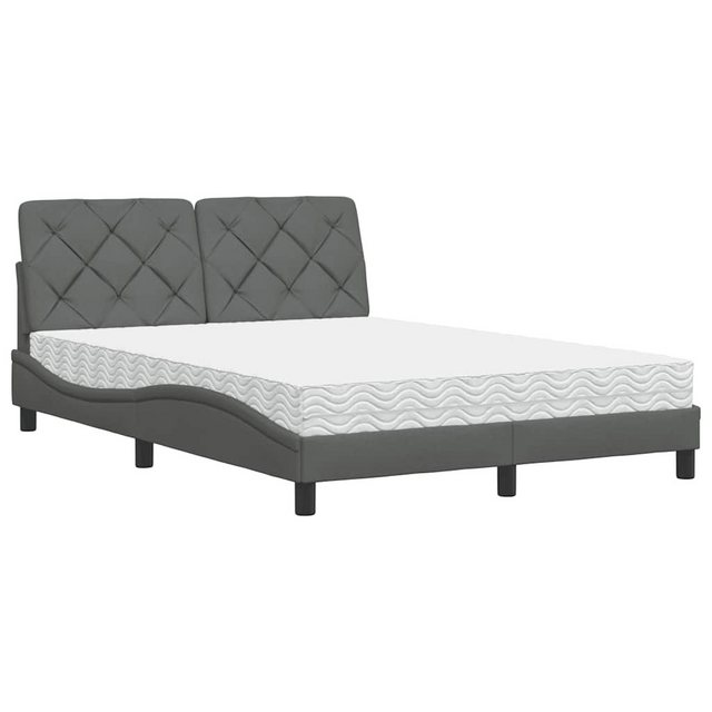 vidaXL Bett Bett mit Matratze Dunkelgrau 120x200 cm Stoff günstig online kaufen