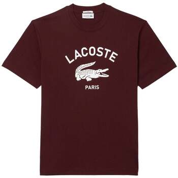 Lacoste  T-Shirts & Poloshirts Signature Print Cotton T-Shirt Bordeaux günstig online kaufen