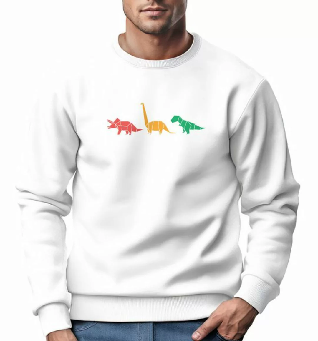 Neverless Sweatshirt Sweatshirt Herren Dinosaurier Aufdruck Polygon Tiere G günstig online kaufen