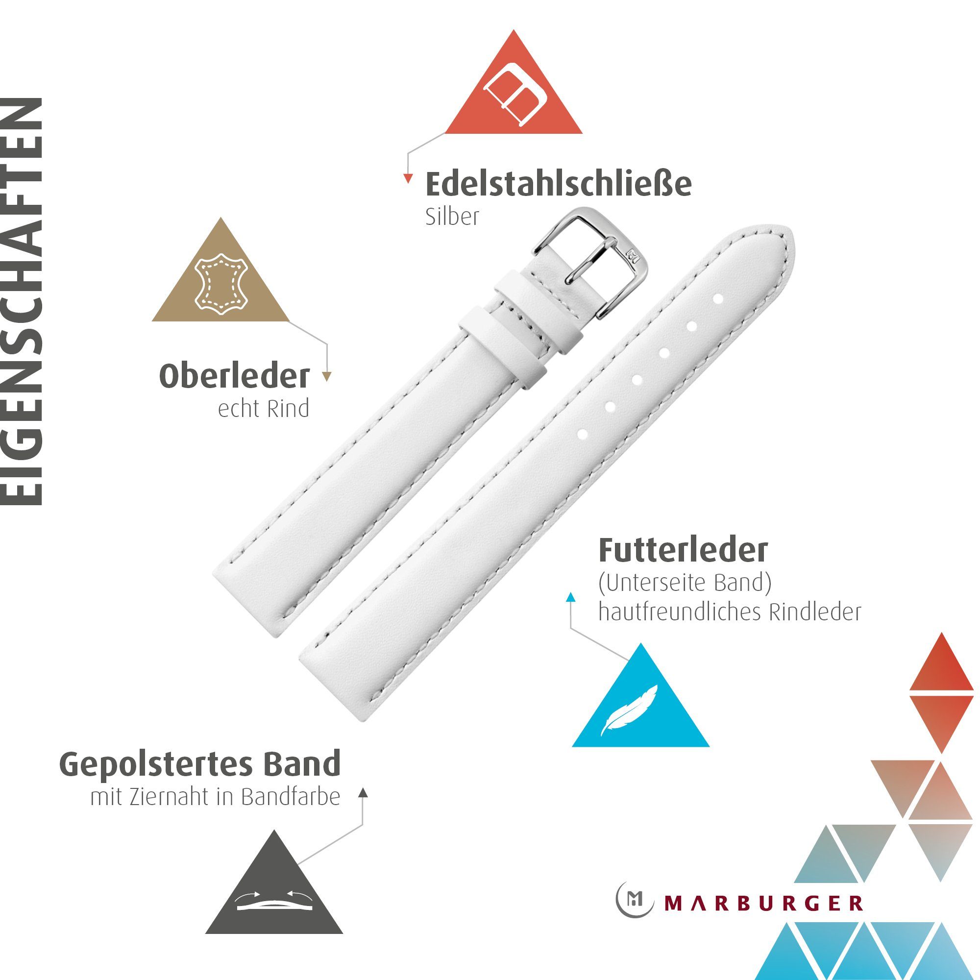 MARBURGER Uhrenarmband 18mm Leder XL Extra günstig online kaufen