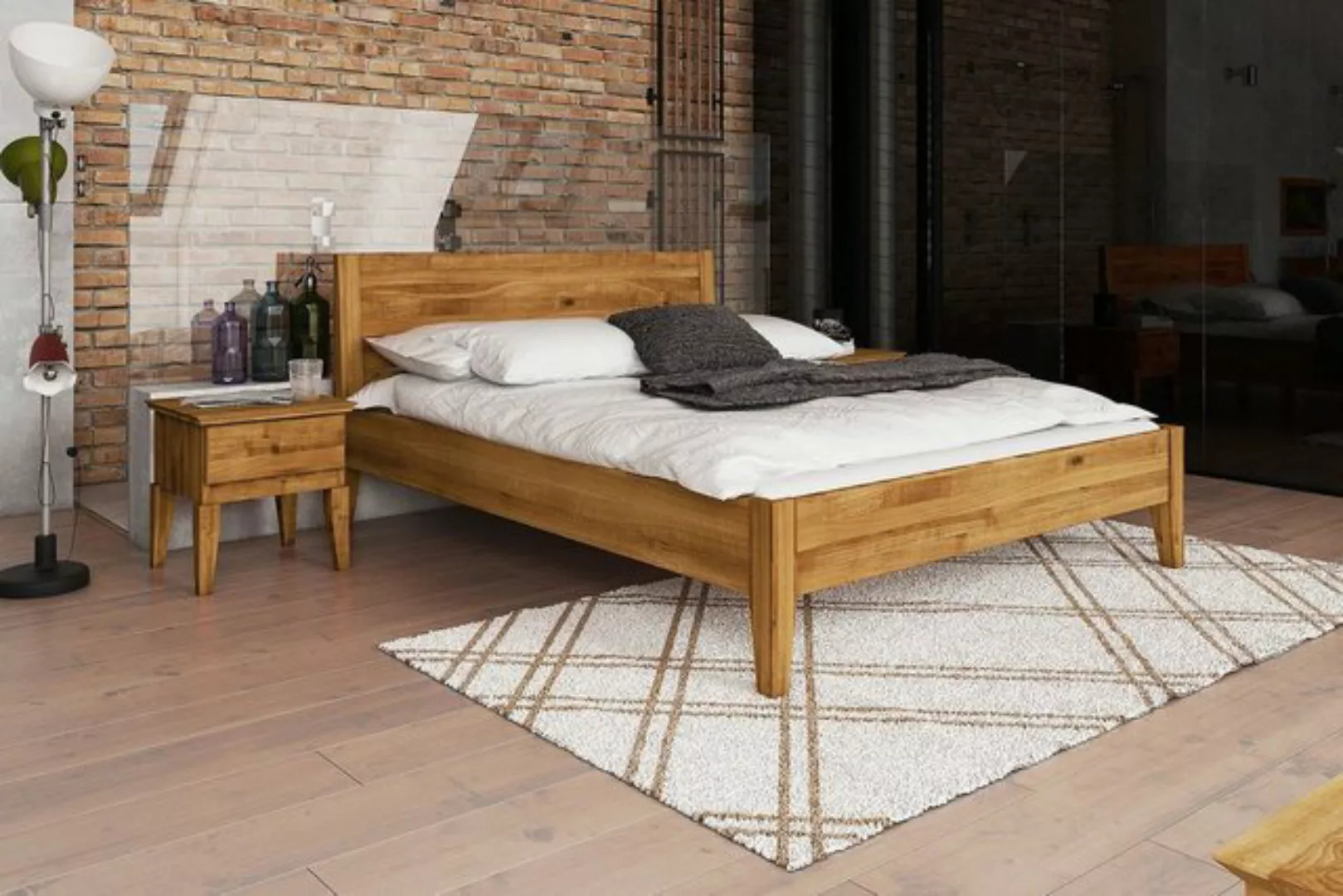 Natur24 Einzelbett Bett Sydo 7 Sonderlänge 120x210 Wildeiche Holzkopfteil u günstig online kaufen