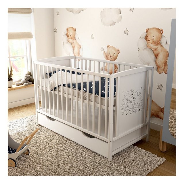 Baby-Delux Babybett Mia Bettkasten, Kinderbett 60x120 cm weiß Schublade Kie günstig online kaufen