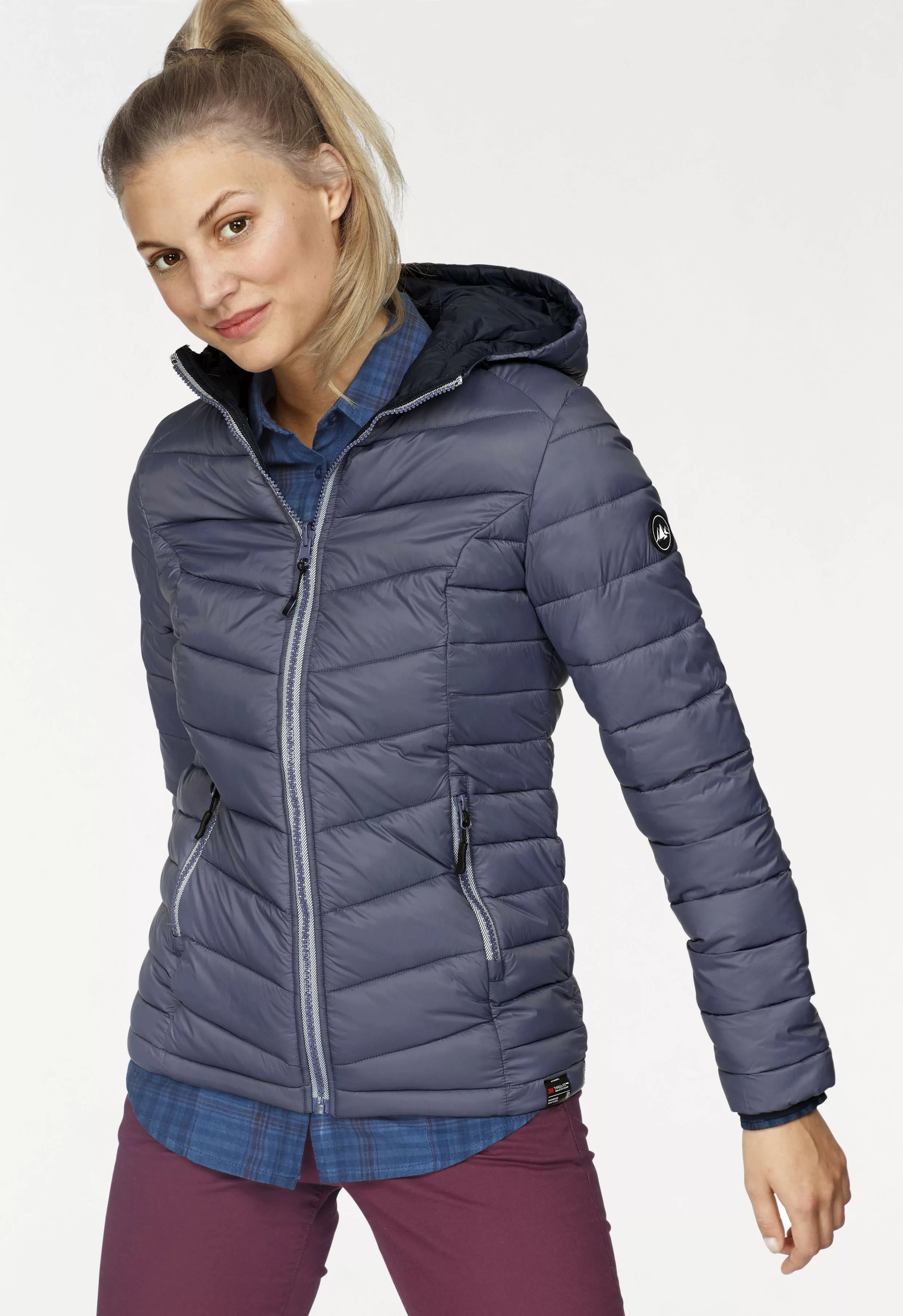 Polarino Steppjacke, mit Kapuze, für kühle Tage, aus leichtem Webmaterial, günstig online kaufen