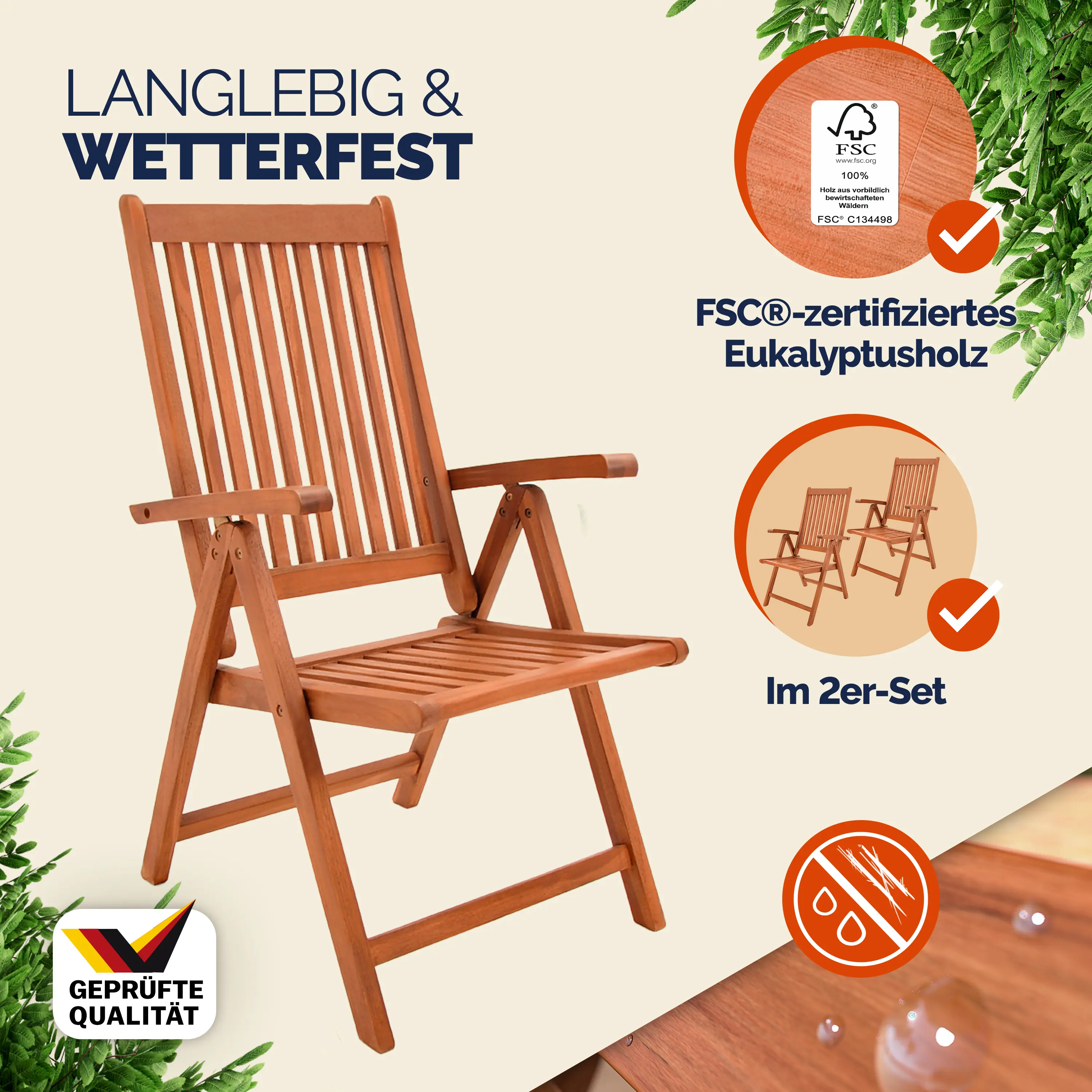 Klappstuhl Vanamo 2er-Set Eukalyptus FSC® zertifiziert günstig online kaufen