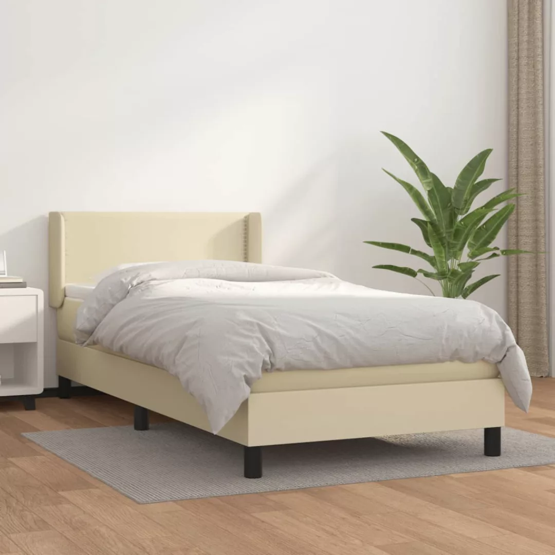 Vidaxl Boxspringbett Mit Matratze Creme 80x200 Cm Kunstleder günstig online kaufen