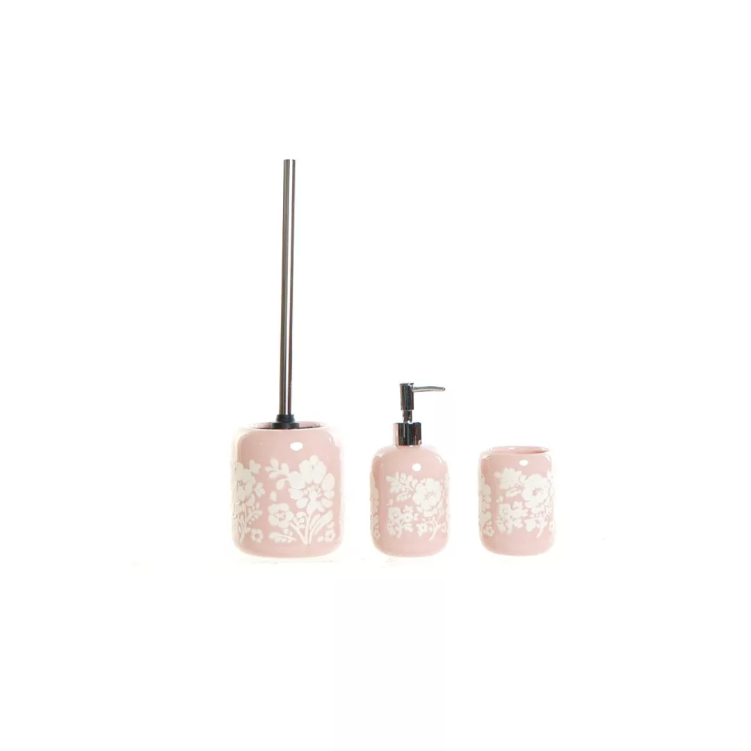 Badezimmer Set Dkd Home Decor Aus Keramik Rosa Weiß Shabby Chic (3 Pcs) günstig online kaufen