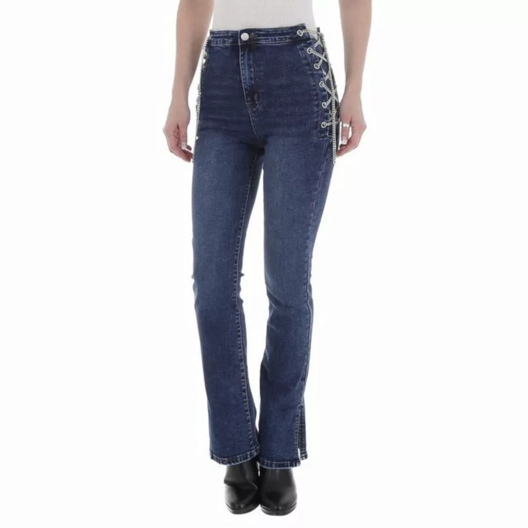 Ital-Design Bootcut-Jeans Damen Freizeit Ösen Stretch Bootcut Jeans in Blau günstig online kaufen