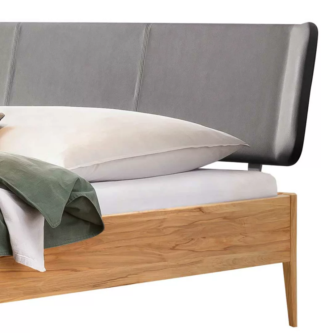 140x200 cm Bett Wildbuche geölt 38 cm Einstiegshöhe mit Polsterkopfteil günstig online kaufen