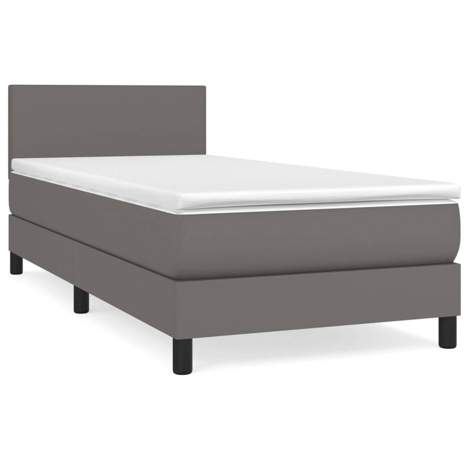 vidaXL Boxspringbett mit Matratze Grau 100x200 cm Kunstleder1389715 günstig online kaufen