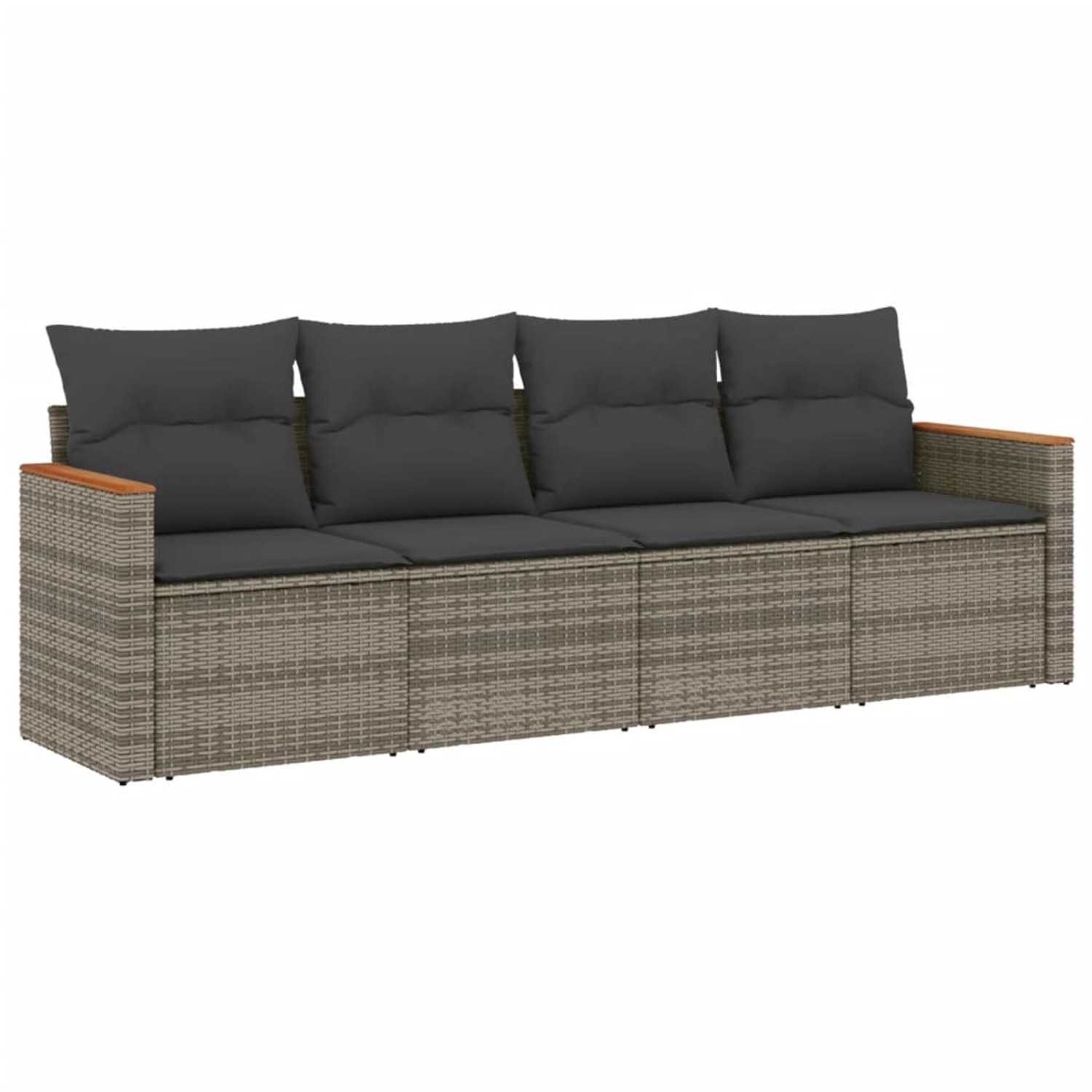 vidaXL 4-Tlg Garten-Sofagarnitur mit Kissen Grau Poly Rattan 3225773 günstig online kaufen