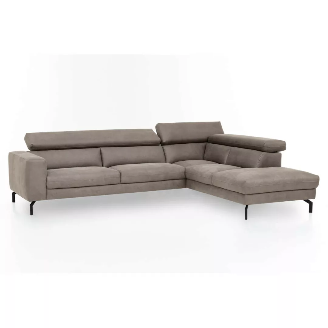 Ecksofa mit verstellbaren Kopfteilen, Vintageoptik schlamm, 3-Sitzer mit Ré günstig online kaufen