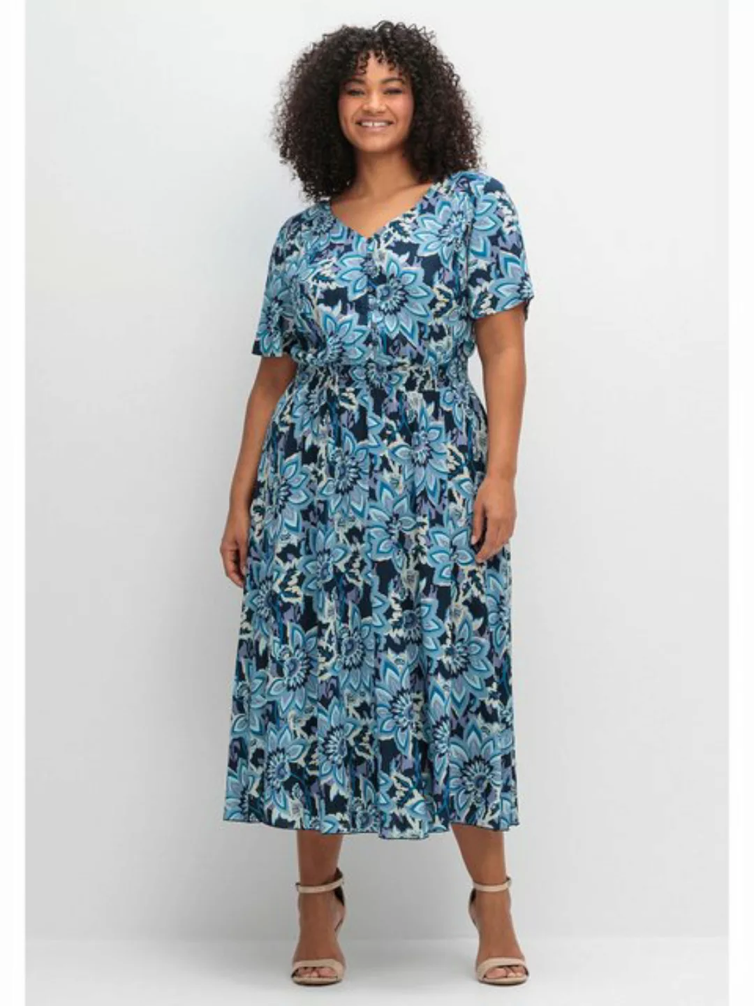 sheego by Joe Browns Druckkleid Große Größen mit Blumenprint und Taillen-Sm günstig online kaufen