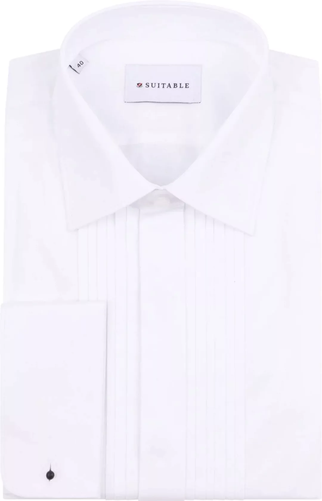 Smokinghemd Hemd mit Plisseefalten Doppelmanschette Weiß - Größe 42 günstig online kaufen