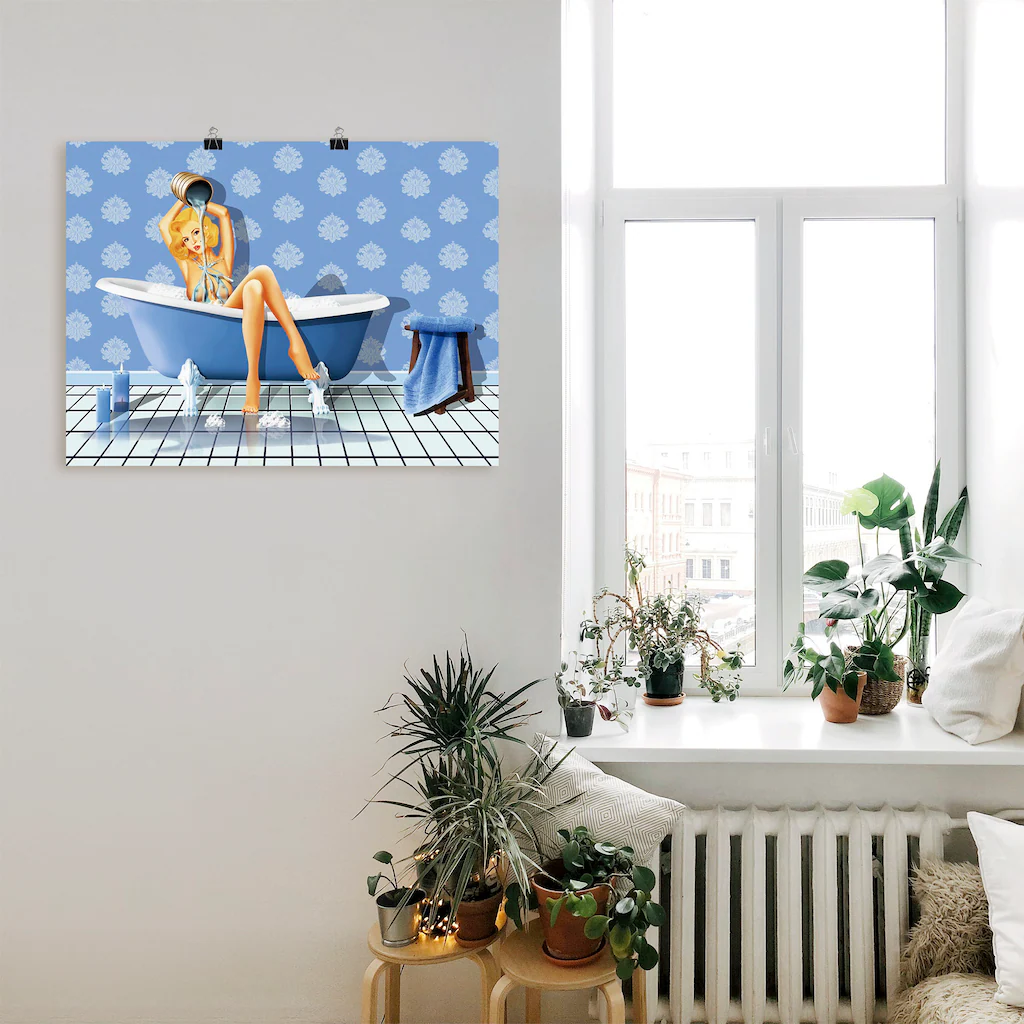 Artland Wandbild "Das sexy blaue Badezimmer", Frau, (1 St.), als Leinwandbi günstig online kaufen