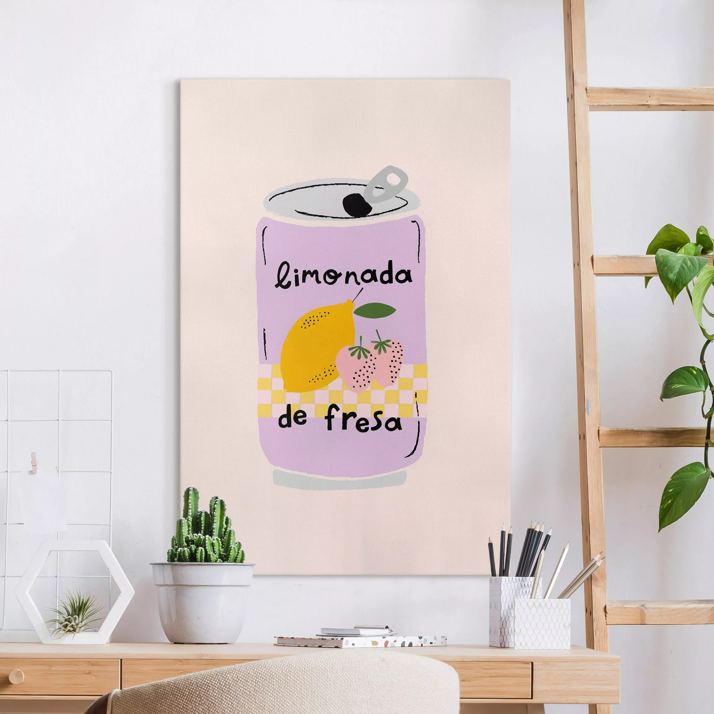 Leinwandbild Illustration Limonada de Fresa günstig online kaufen