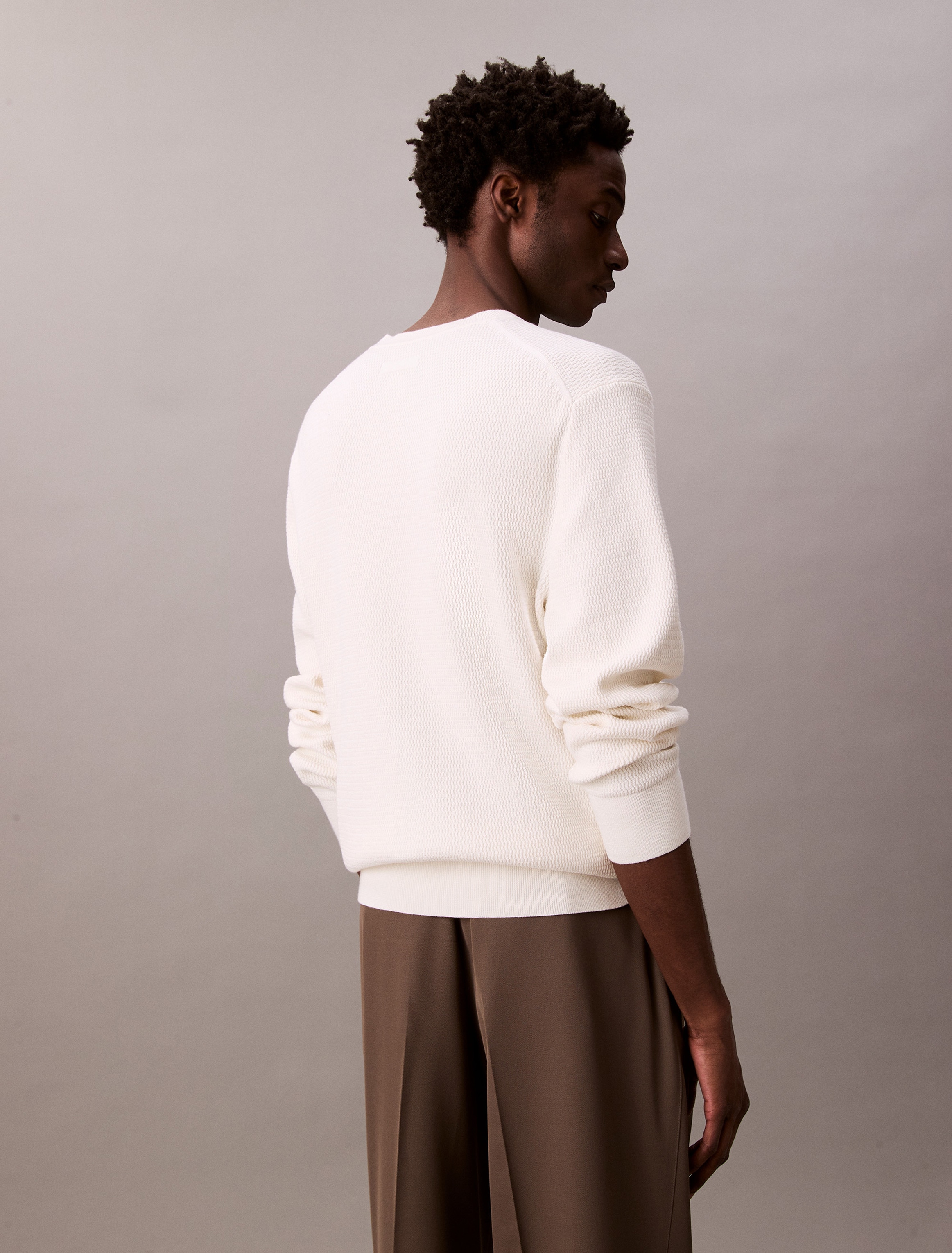 Calvin Klein Strickpullover "LS TXTR CTTN CRWNK S", Mit Rundhalsausschnitt günstig online kaufen